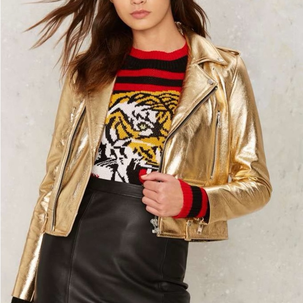 Nasty Gal gold leather jacket
